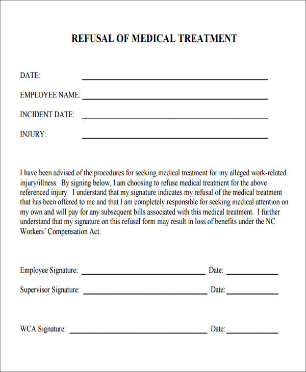 Refusal Of Medical Treatment Form Captions Update Trendy