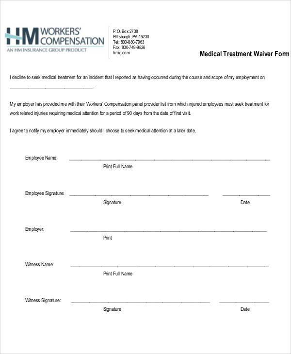 medical treatment waiver form