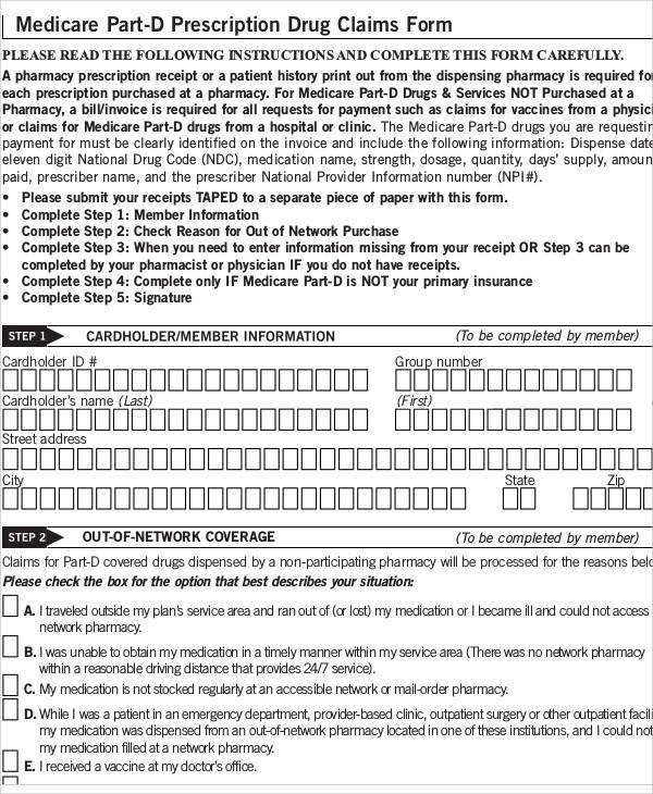 medicare claim form example