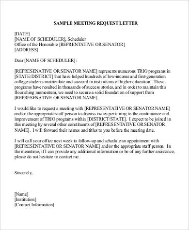 meeting appointment request letter format