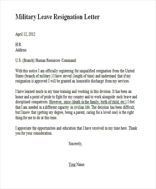 65 Sample Resignation Letters Sample Templates 0751