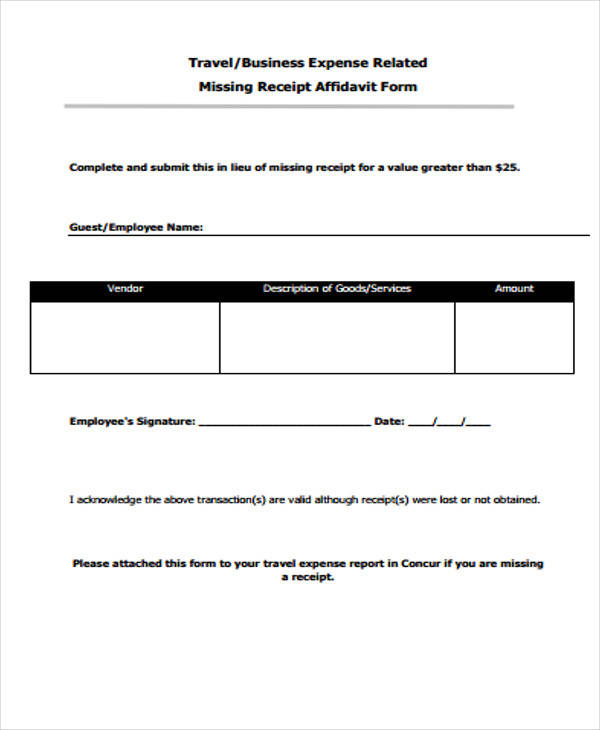 Missing Receipt Form Template from images.sampletemplates.com