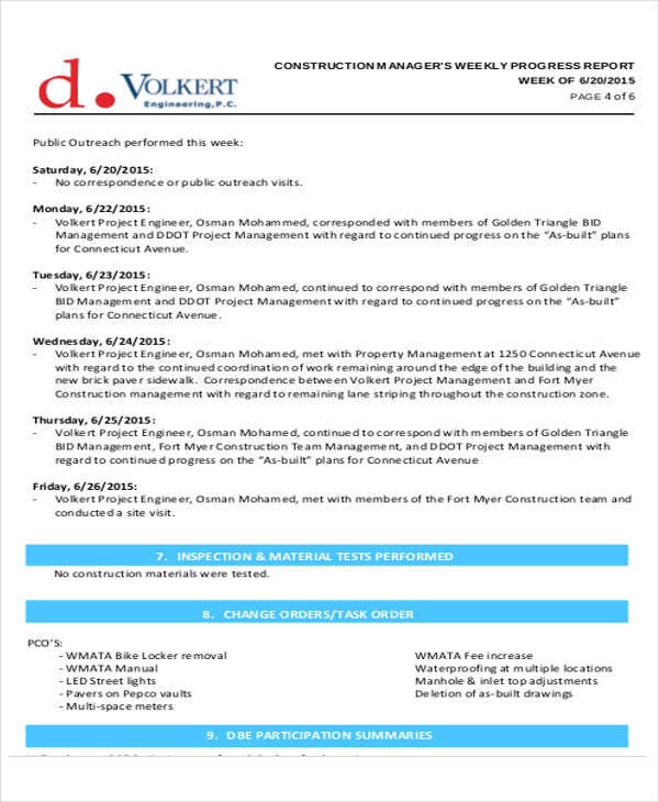 How To Write A Construction Report Example