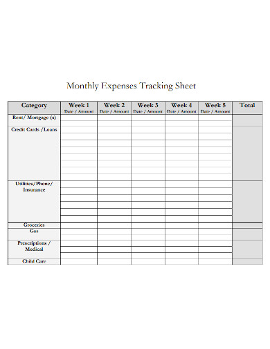 monthly expenses tracking sheet