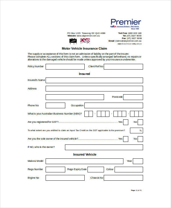motor insurance claim form1