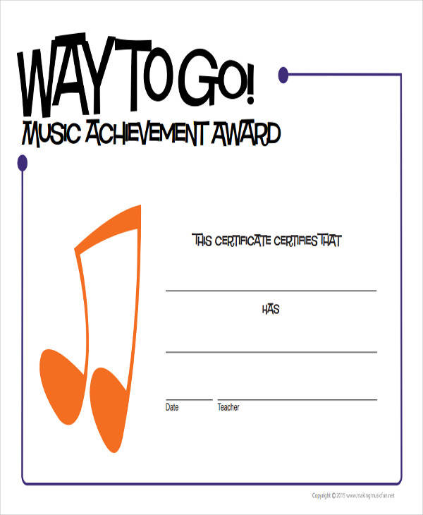 music achievement award certificate1