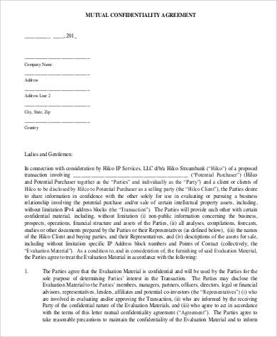 mutual generic confidentiality agreement