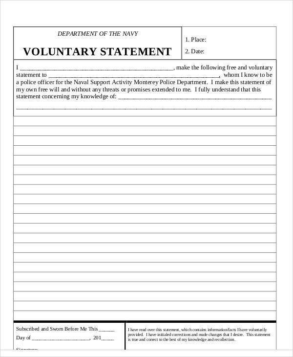 FREE 46+ Statement Forms in MS Word PDF