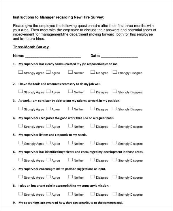 New Employee Questionnaire Template