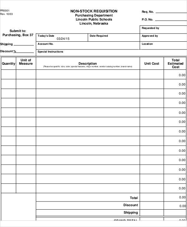 Free 45 Requisition Forms In Ms Word Pdf 