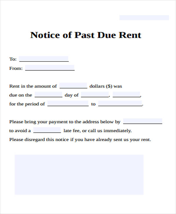 Rent Due Notice Fillable Form Printable Forms Free Online