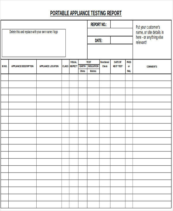 Pat Testing Record Sheet Template | DocTemplates