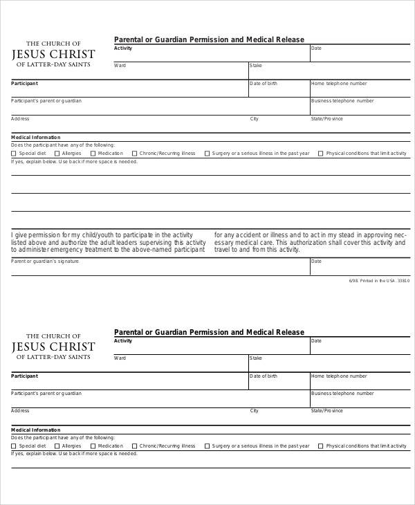 parental medical permission form