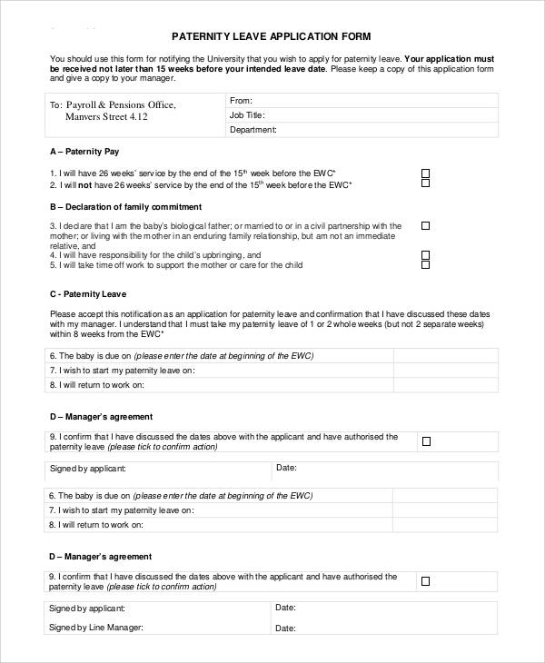 paternity leave application form