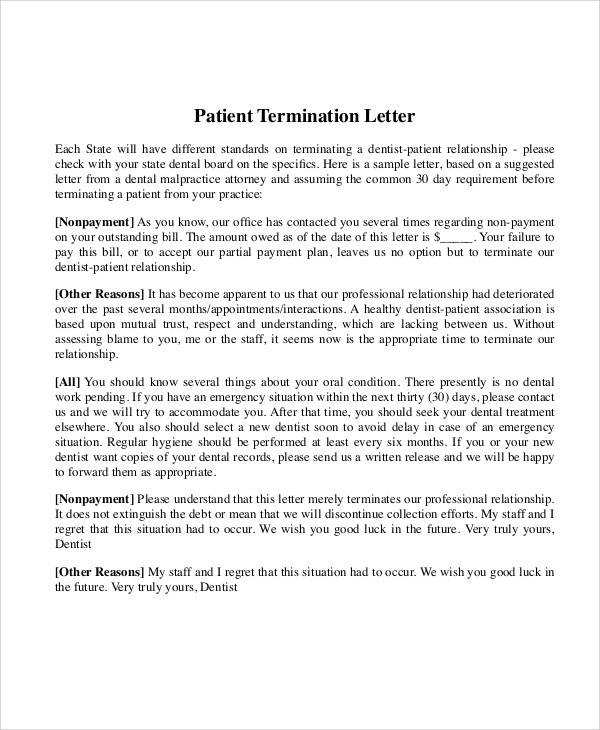 Patient Termination Letter Sample1