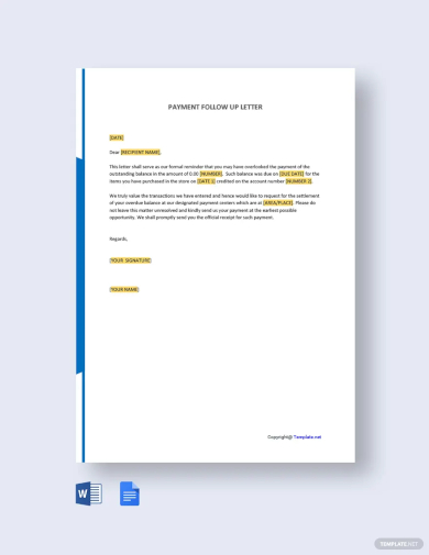 payment follow up letter template