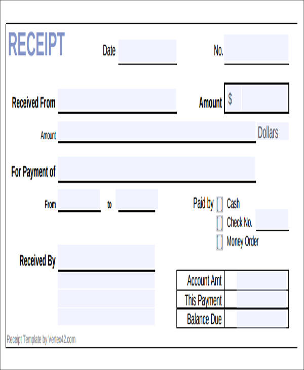 Original Receipt Of Payment Template Filled In Simple Printable 