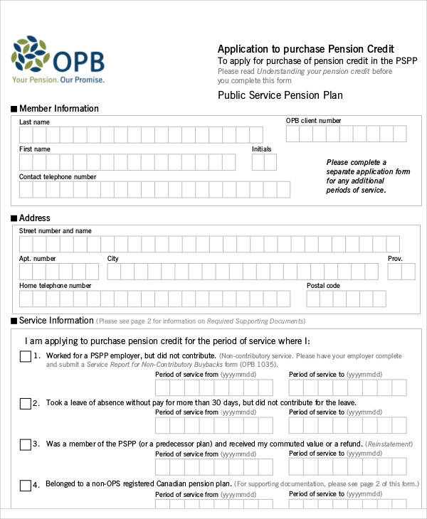 pension credit application form