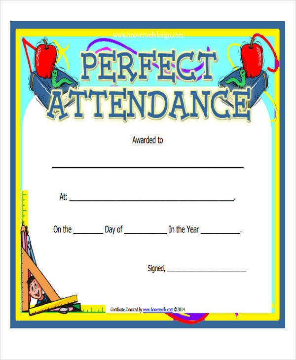 perfect attendance award certificate