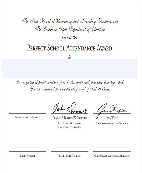 perfect attendance award certificate2