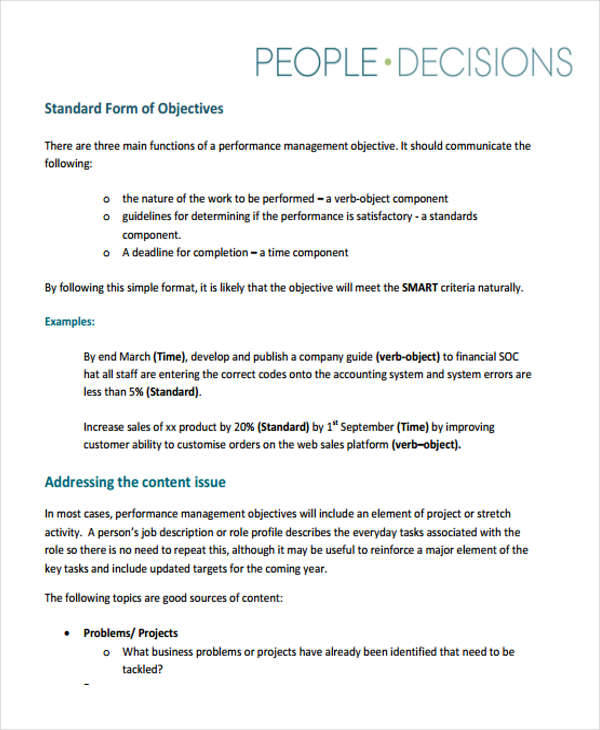 FREE 6 Performance Objectives In MS Word PDF