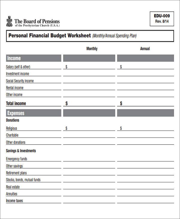 personal financial budget form1