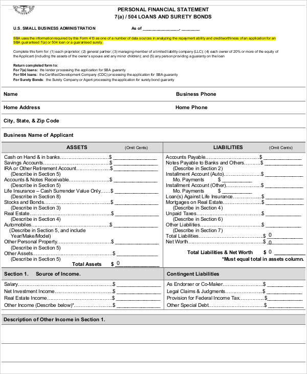 personal financial statement form1