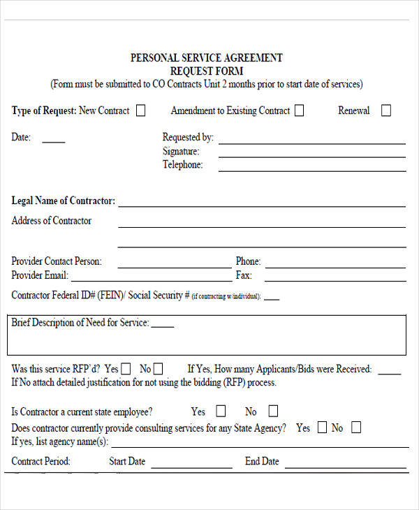 personal service agreement form1