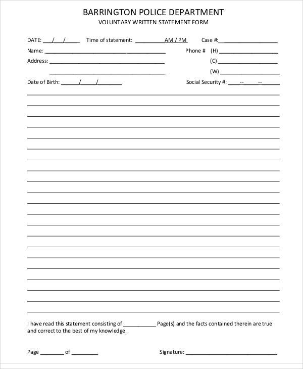 police voluntary statement form