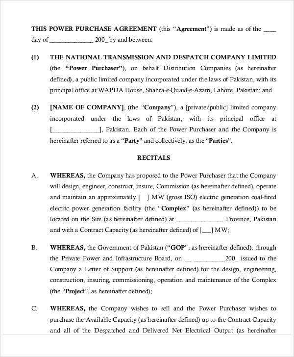 power purchase agreement