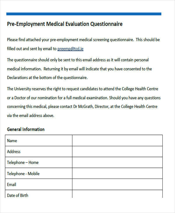 Free 43 Sample Medical Forms In Pdf