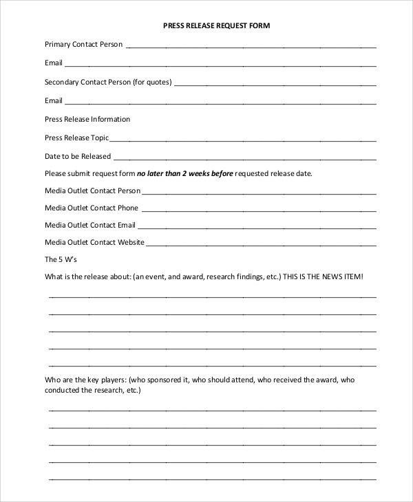 press release request form