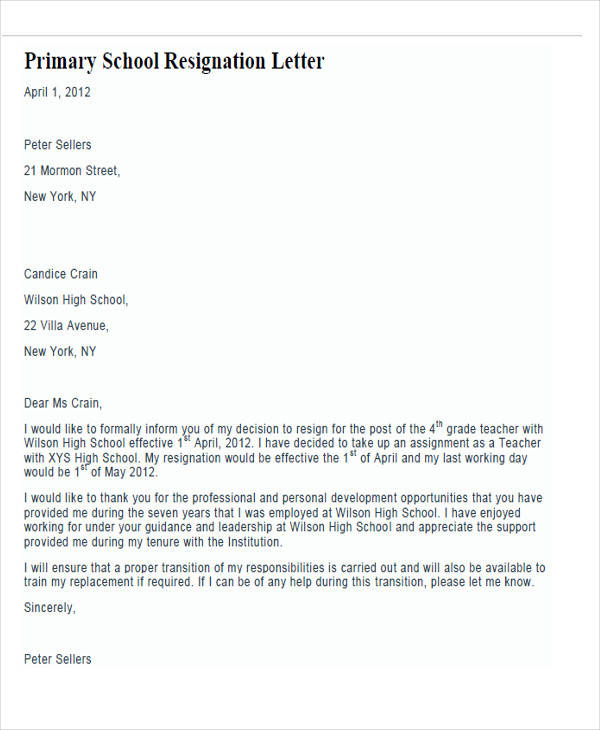 primary school resignation letter1