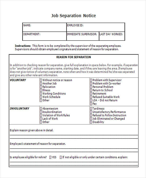 printable job notice form