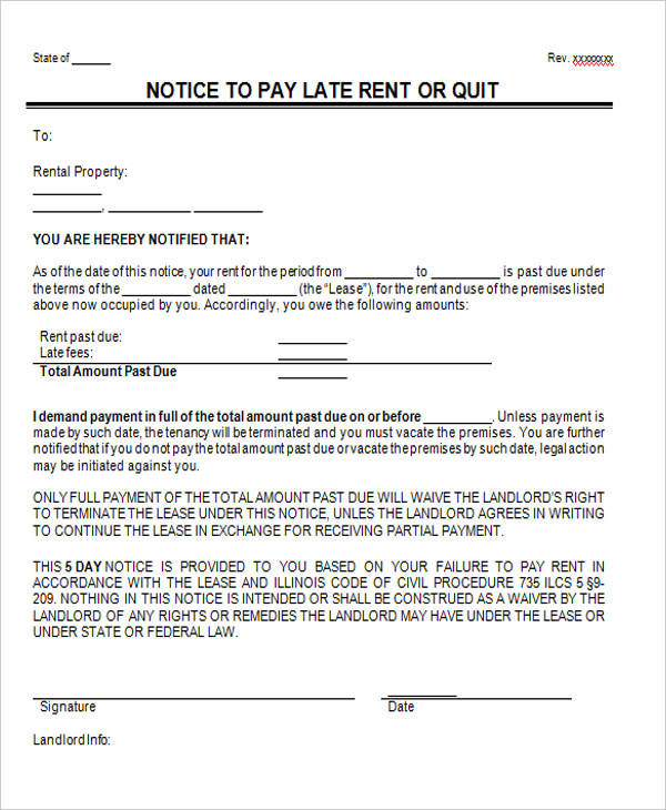 printable late rent notice form1