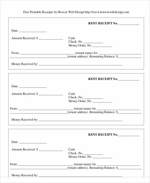 printable rent payment receipt