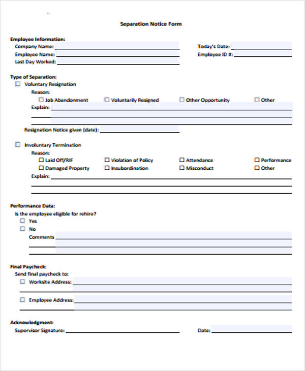 printable separation notice form1