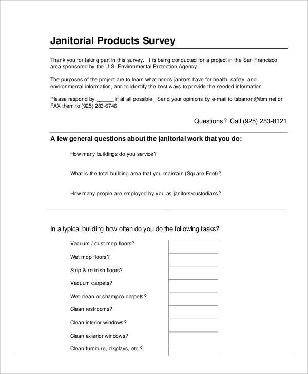 product survey form sample