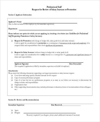 professional staff salary increase request letter