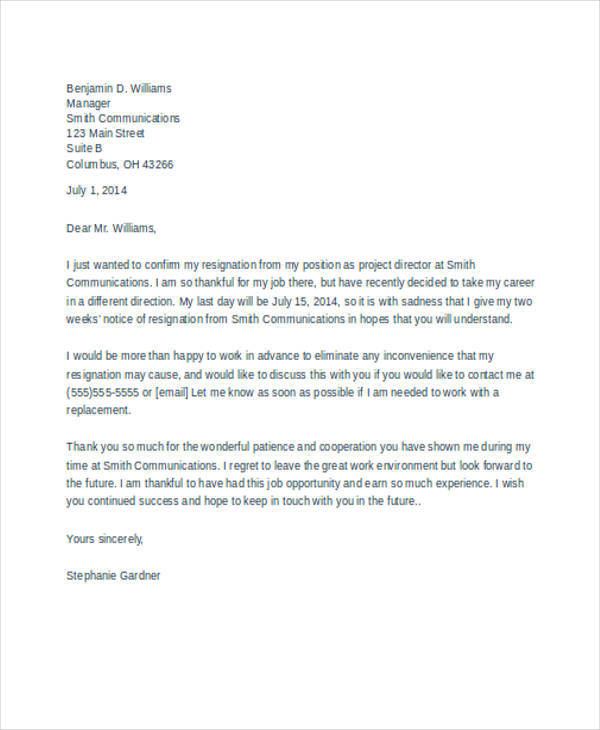 FREE 30+ Resignation Letter Templates in PDF | MS Word