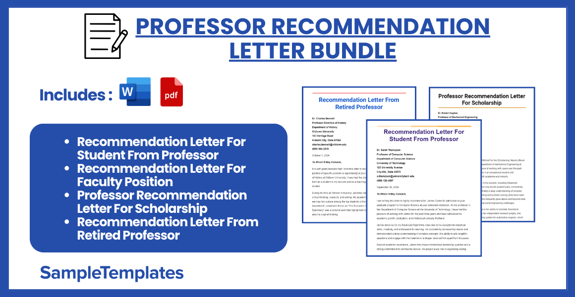 professor recommendation letter bundle