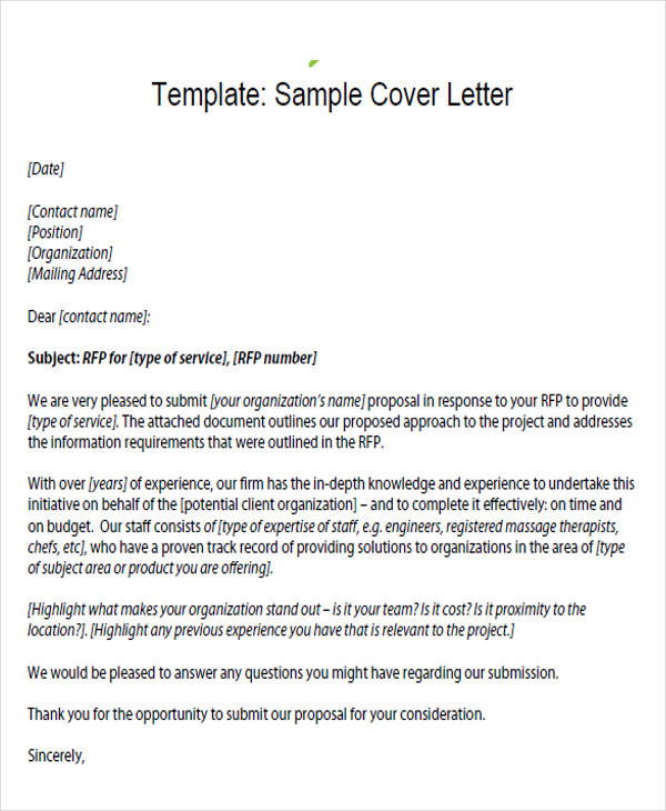 Sample Cover Letter For Tender Proposal 200+ Cover