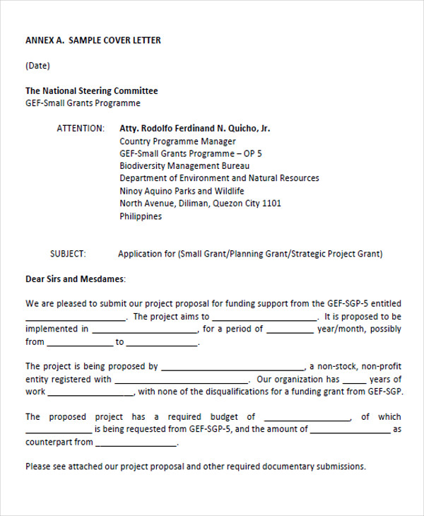 project proposal cover letters