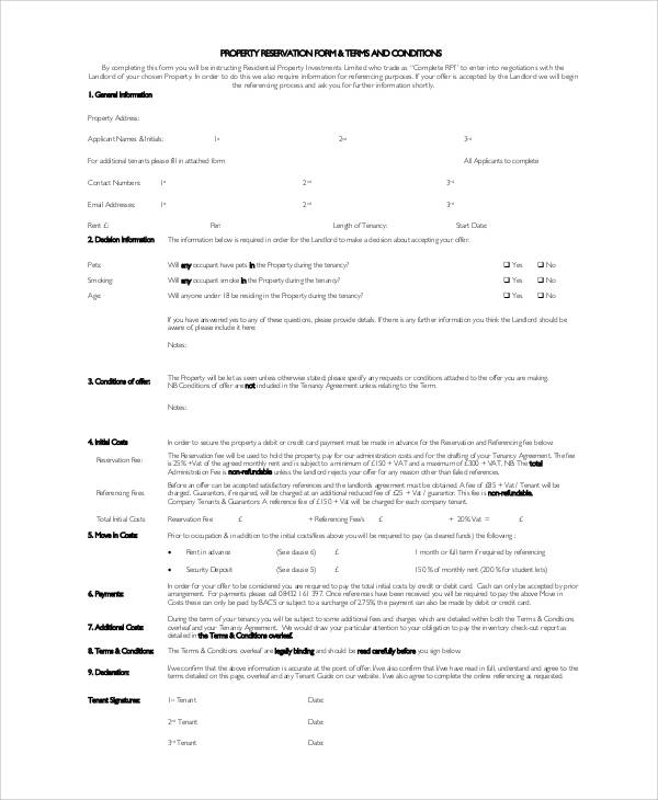 property reservation form1