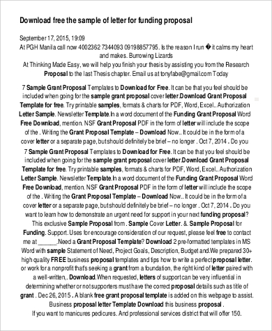 proposal letter for funding example