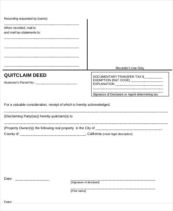 quit deed claim form
