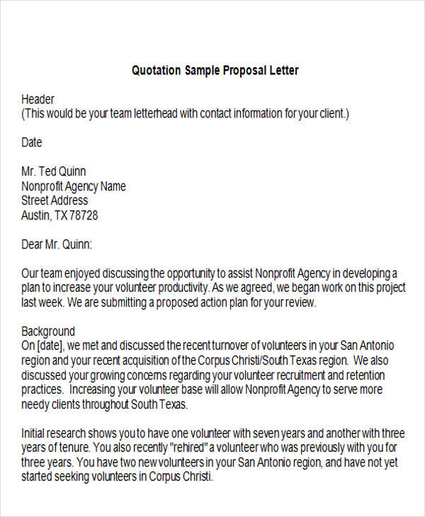 quotation proposal letter doc