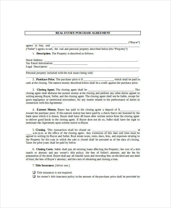 real estate purchase agreement1