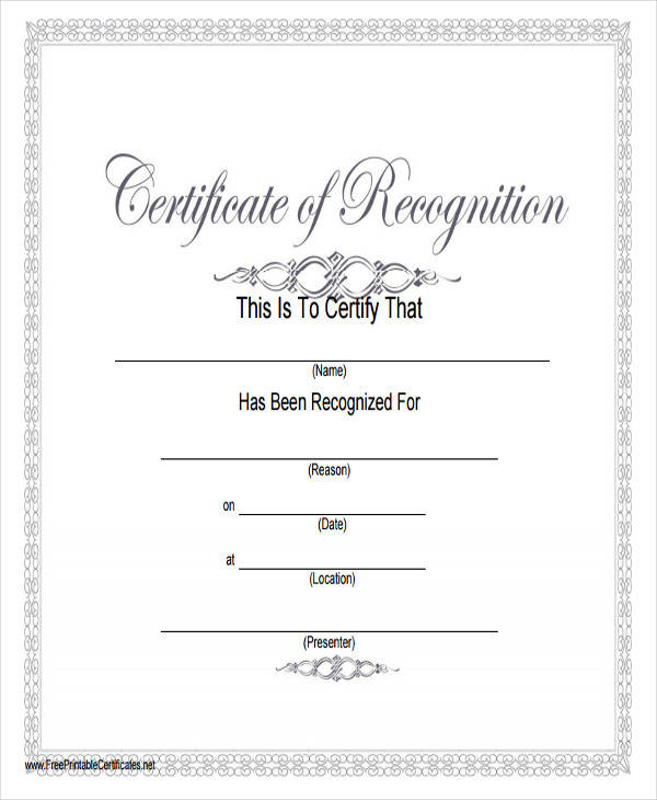 recognition award certificate pdf