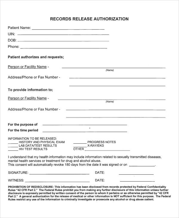 records release authorization form